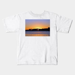 Sun Setting At The River Kids T-Shirt